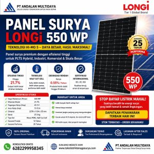panel surya merk longi 550 wp: spesifikasi, harga, dan keunggulan untuk proyek plts
