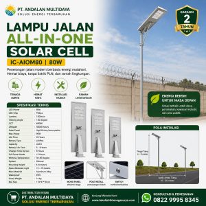 lampu pju solar cell all in one 80 watt