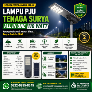 lampu pju tenaga surya all in one 110 watt