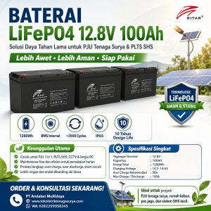 baterai lifepo4 12,8 vdc 100 ah