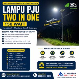 lampu pju two in one 150 watt: solusi penerangan desa hemat & efisien