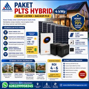 paket plts hybrid 4 kwp: solusi hemat listrik + backup pln
