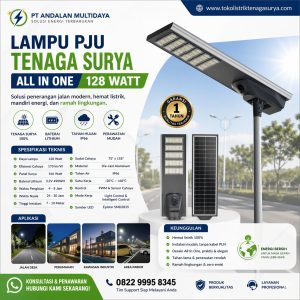 apa itu lampu pju tenaga surya all in one 128 watt dan kenapa banyak dipilih proyek?