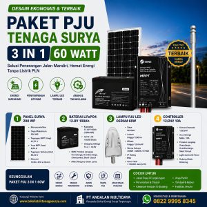paket pju tenaga surya 3 in 1 60 watt: spesifikasi, kelebihan, dan aplikasinya