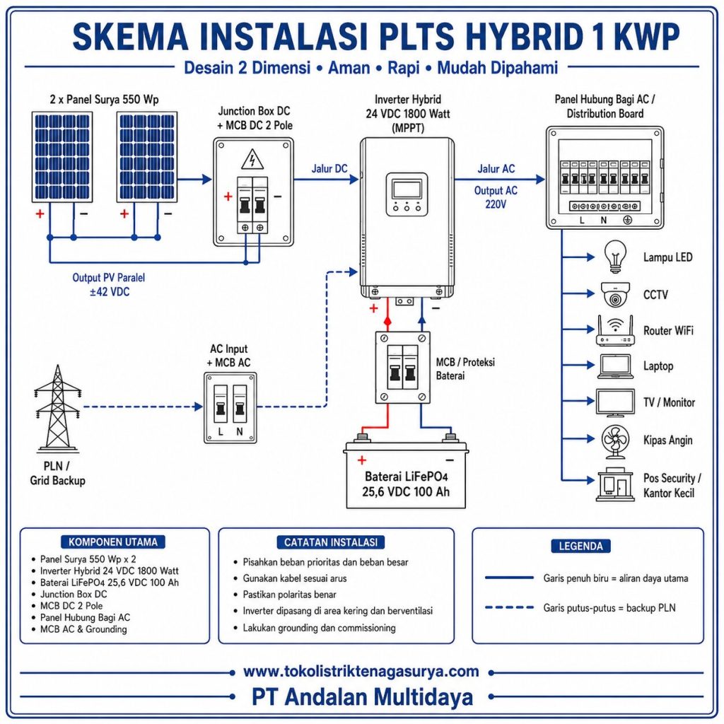 Skema Instalasi PLTS Hybrid 1 KWP yang Aman dan Rapi 89890e2e 1333 4df8 8803 2c75a42ebb1a